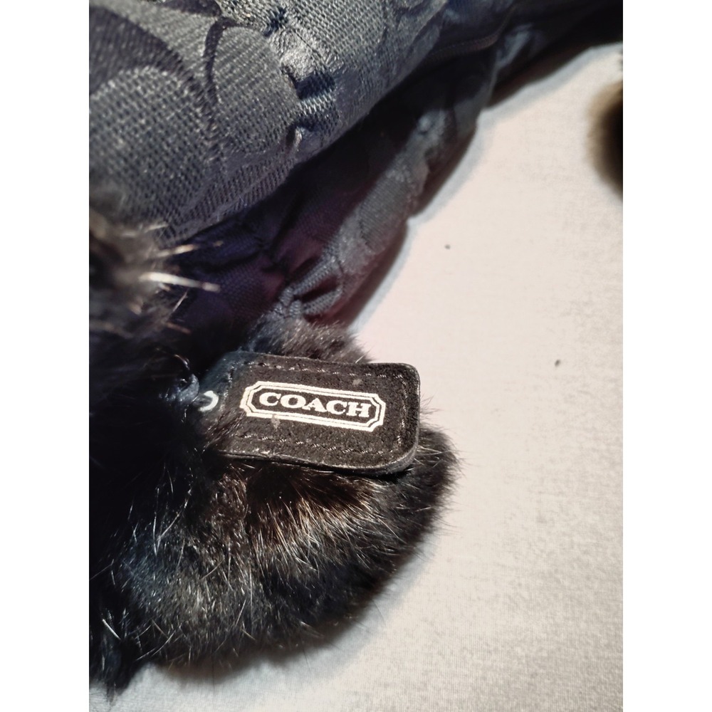 COACH‎ Theona Signature Jacquard Rabbit Fur Winter Boots Goth Old Money Black 6B - Picture 12 of 13